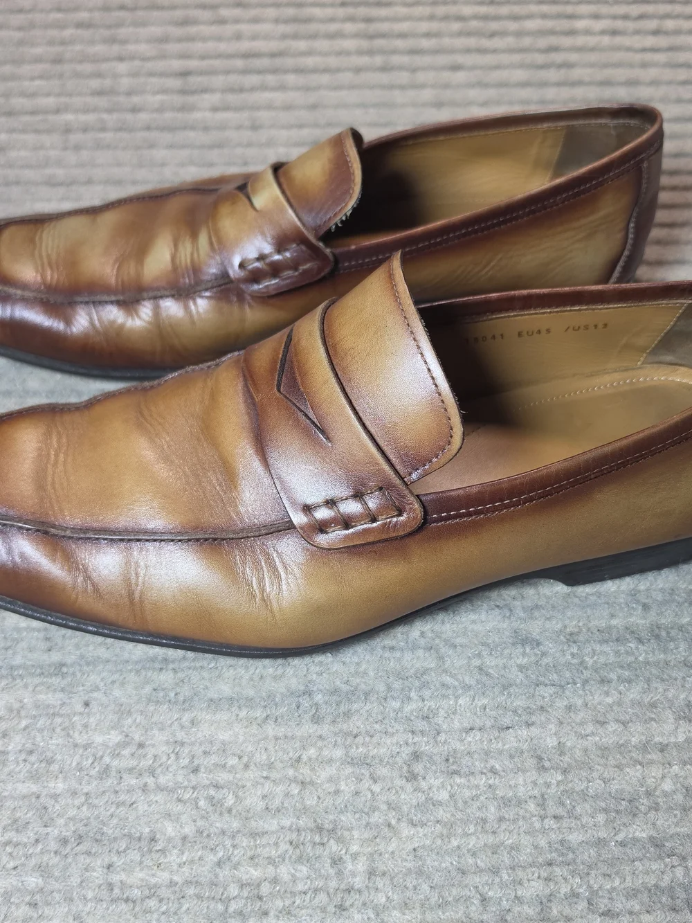 Magnanni Ramiro Penny Loafers Men’s 12 Brown Burnished Leather Handmade Spain